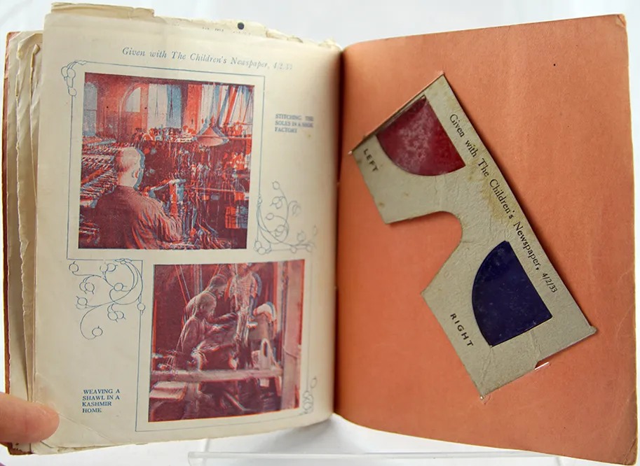 Children's Newspaper. Album of Lifelike Pictures. Illustrated spread with glasses