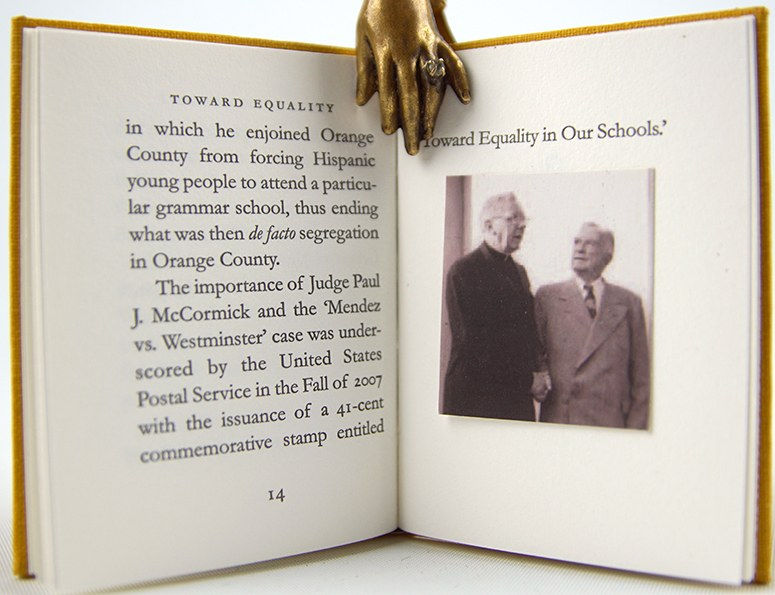 Toward Equality in Our Schools Mendez vs. Westminster: A Catholic Jurist Champions Integration. Interior page with photo of presiding judge.