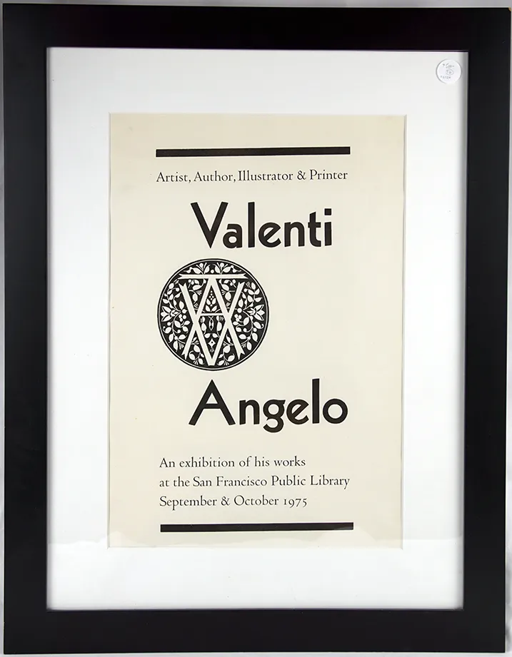 Valenti Angelo, Exhibition poster for work by Valenti Angelo, 1975
