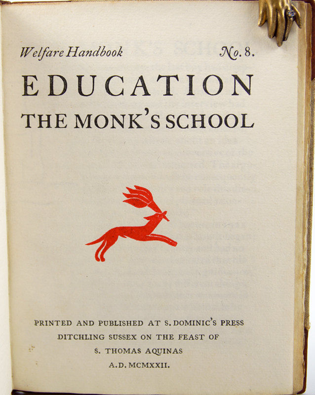 Welfare Handbook No. 8: Education. Together with: Welfare Handbook No. 9: Missions, and Welfare Handbook No. 10: War Memorial illustrated by Eric Gill. Title page, no 8.