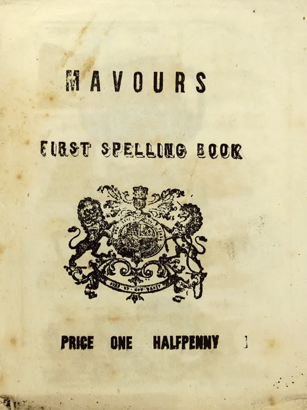 Mavours First Spelling Book. Title page.