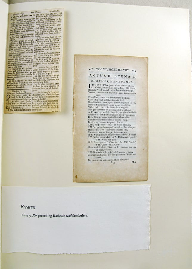 A Leaf History of British Printing From 1610 to 1774. Two leaves