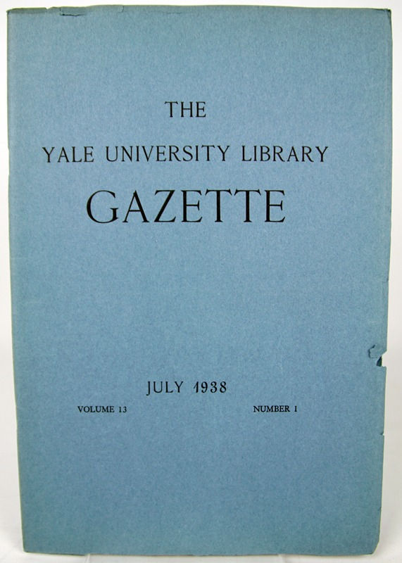 The Yale University Library Gazette. Vol. 13, No. 1. July 1938. A Conrad Memorial Library, 1938
