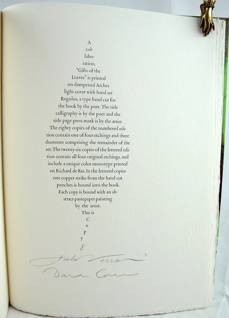 Gifts of the Leaves. Colophon