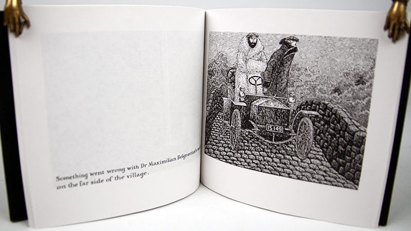 Proof of The Other Statue by Edward Gorey. Illustrated spread
