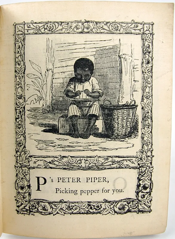 The Childs Own Alphabet published by Low & Son. Interior page of illustrated letter P.