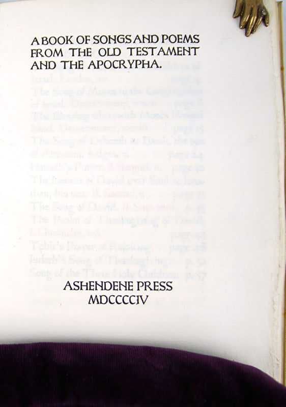 A Book of Songs and Poems from the Old Testament and the Apocrypha illustrated by Graily Hewitt. Title page.