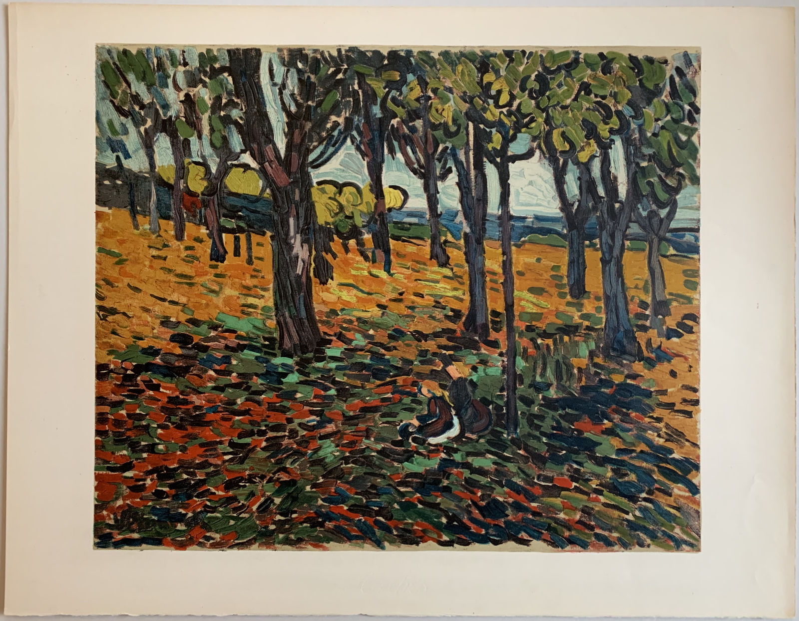 Maurice de Vlaminck, La Chataigneraie a Chatou, avec Personnages, 1972