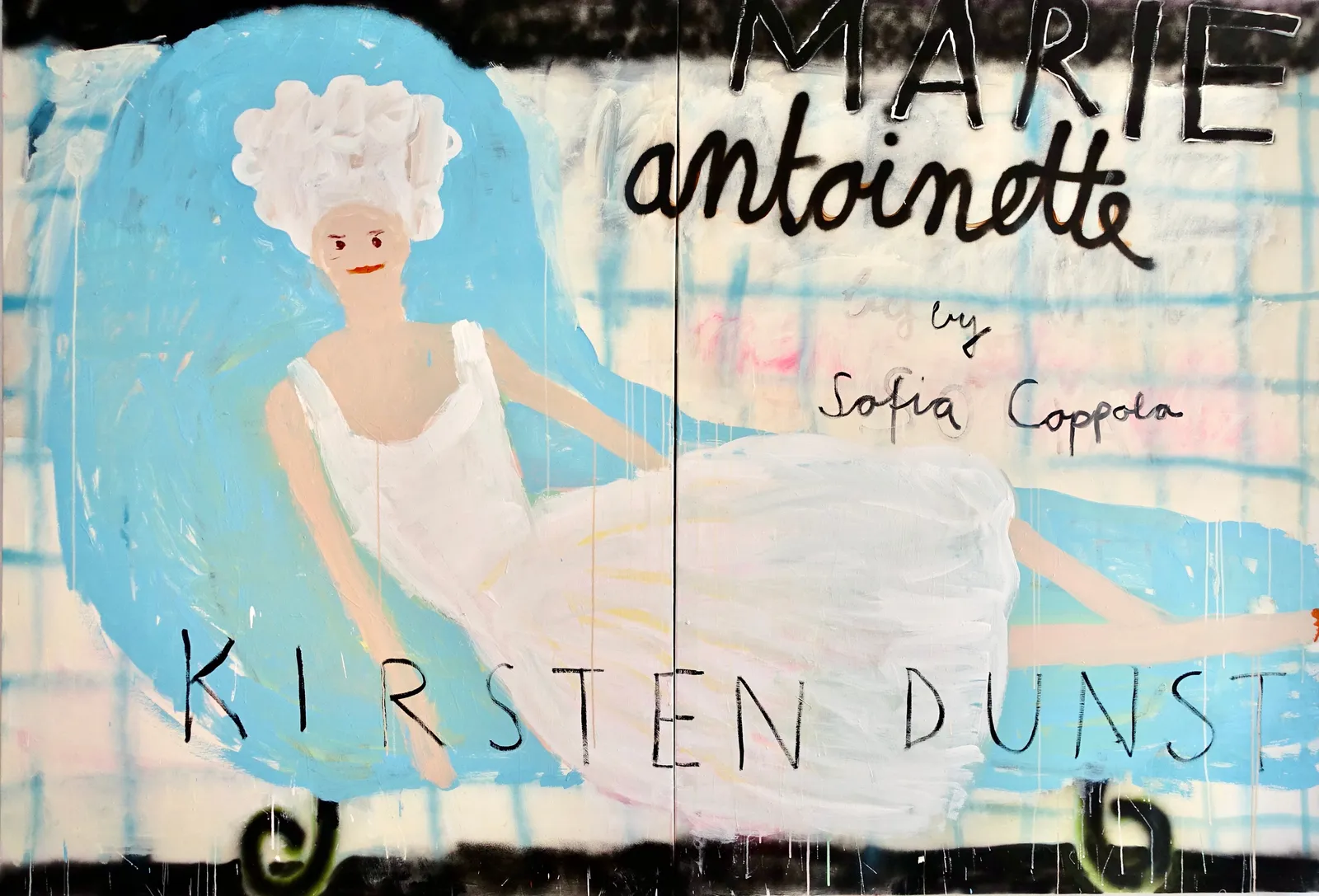 Gabrielle Graessle, marie antoinette by s.c., 2024, acrylic and spray on canvas (diptych)