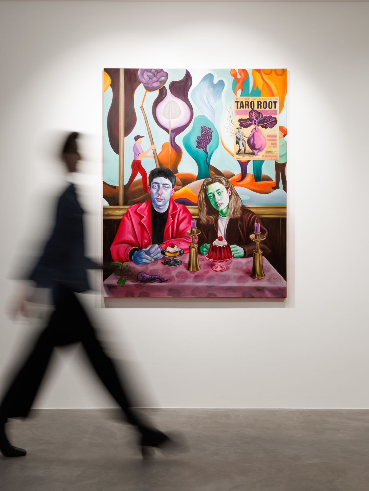 Damien Cifelli Dinner at The False Idol, Installation PULPO GALLERY with person walking by