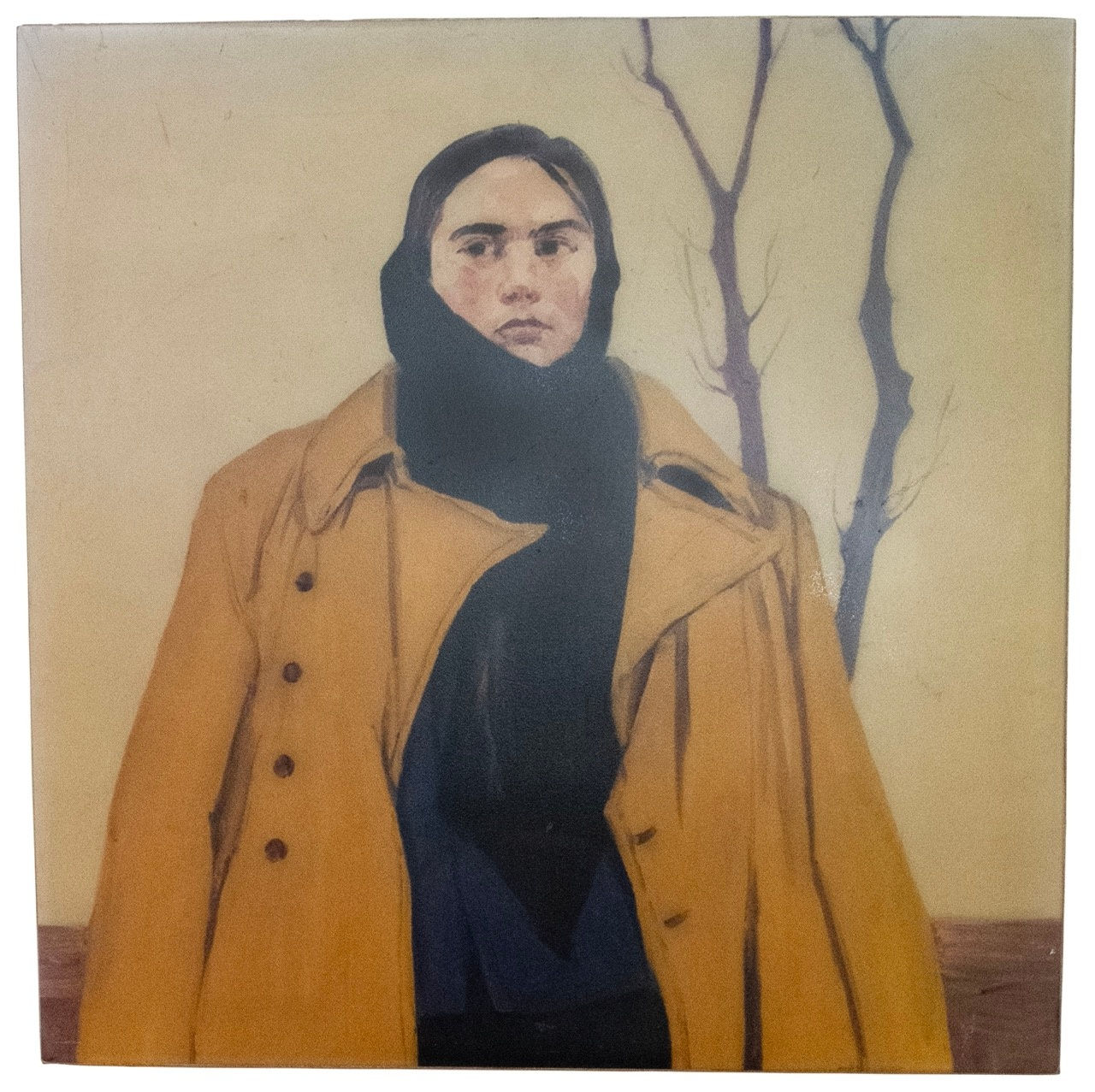 Hung Liu, Portrait of Chinese Self, Winter Village, 2013