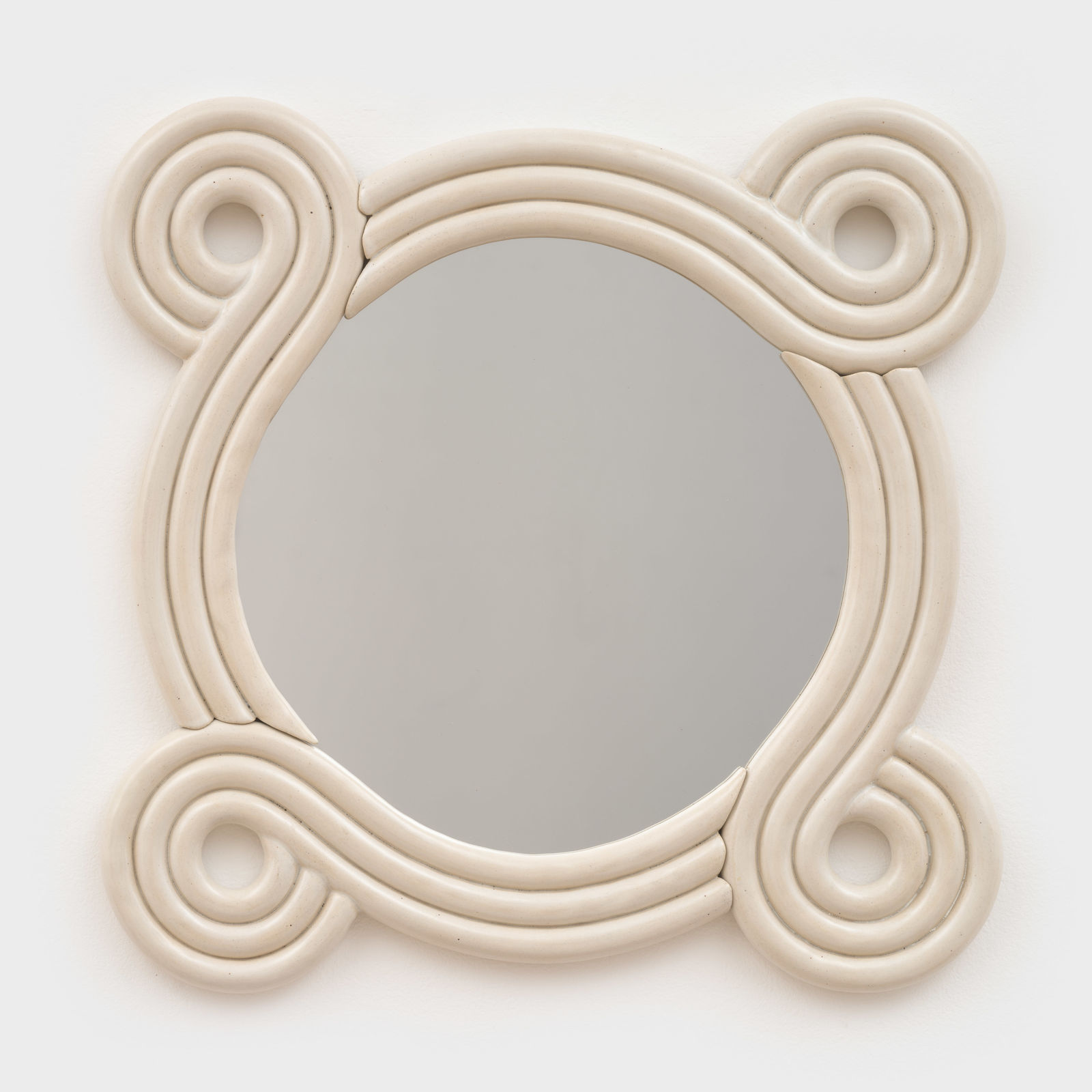 Beginner Ceramics, Looping Mirror in Eggshell, 2024