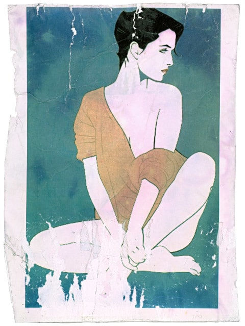 Barb Choit, Patrick Nagel, "Untitled," Laser Jet Print on Adhesive Paper, Bleach Bath, 2009