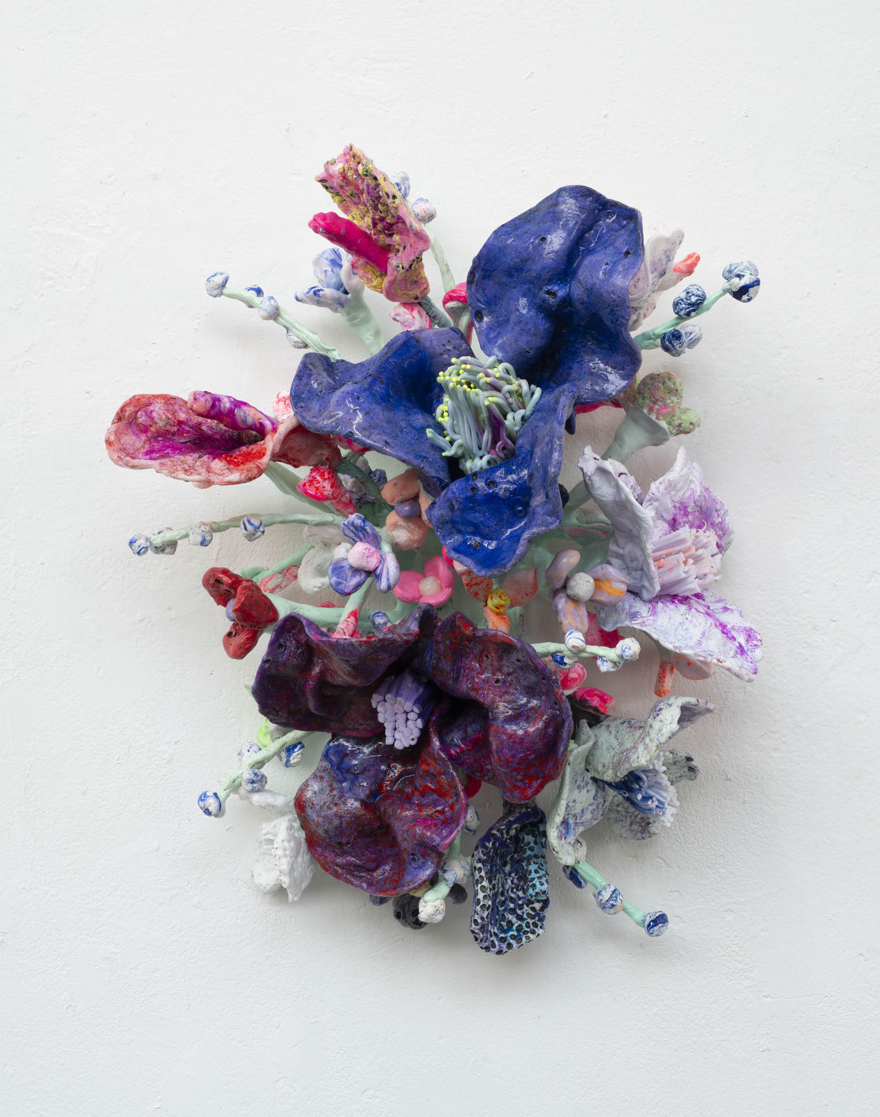 Stefan Gross, 'Flower Bonanza' blue and color on mint