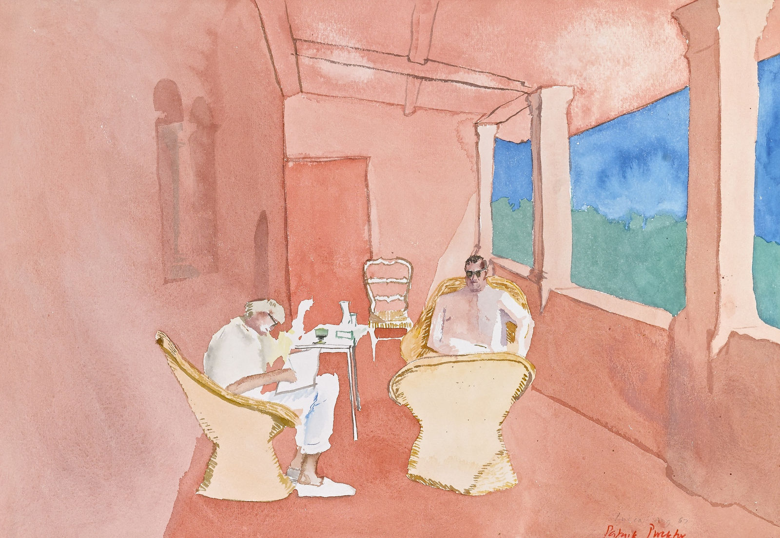 Patrick Procktor, Hockney and Amaya, Lucca, 1967