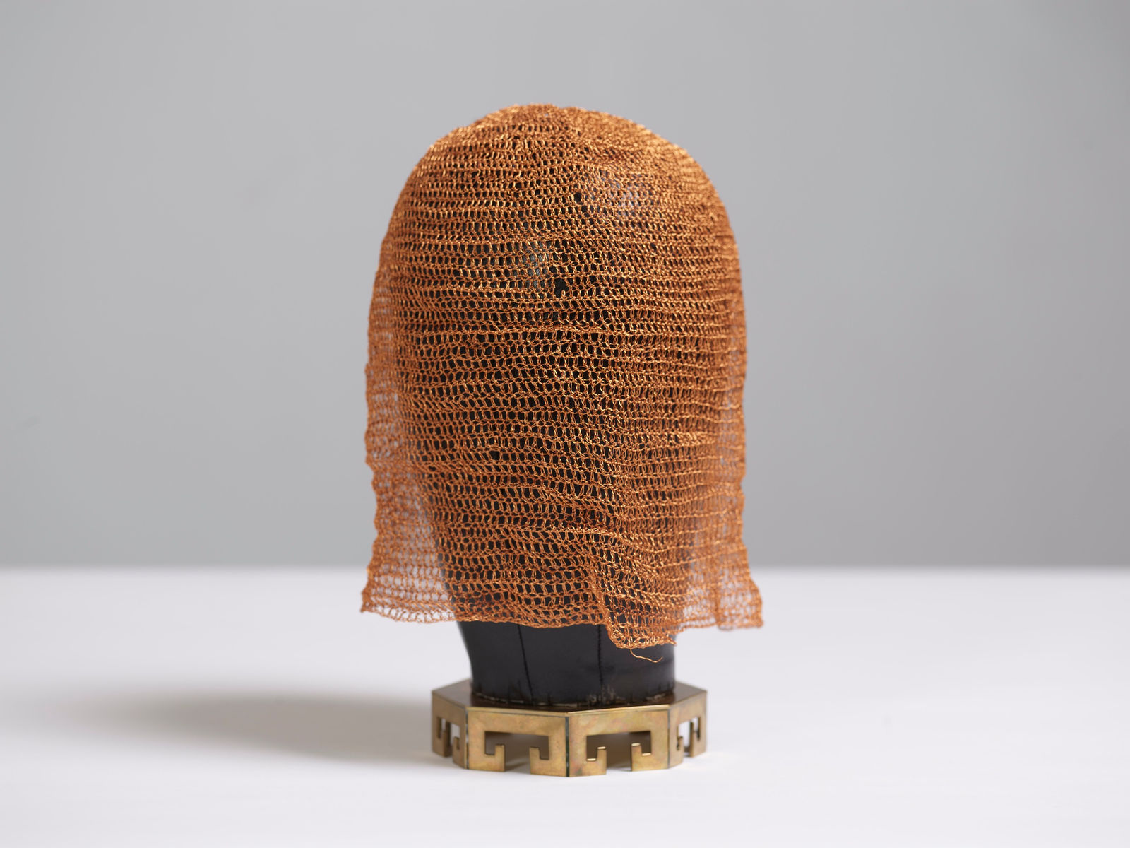 ektor garcia, leather head copper crochet mask, 2022