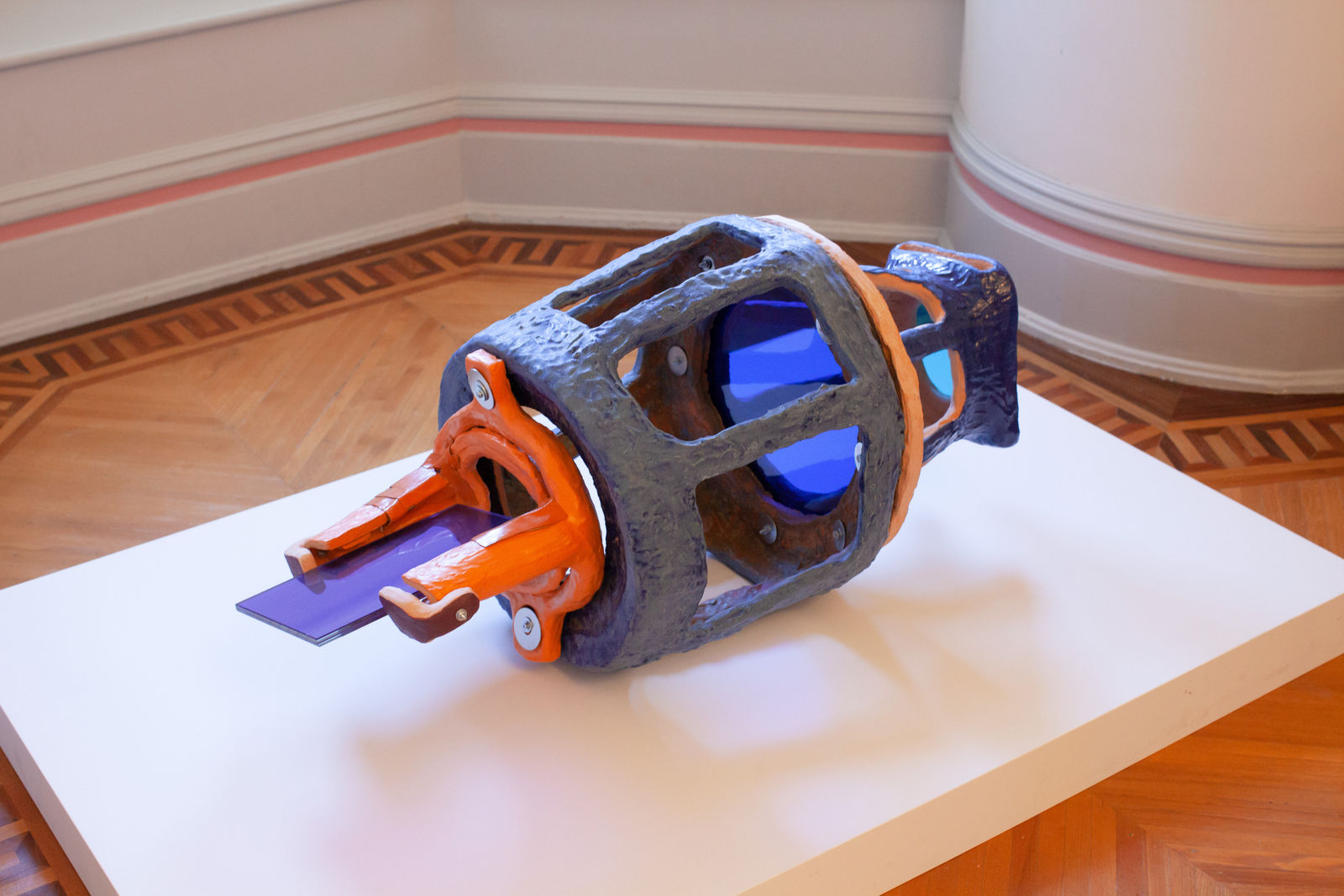 Sahar Khoury, Untitled (holder of Lynne Hershman Leeson's plexiglas and Sarah Braman's glass), 2019