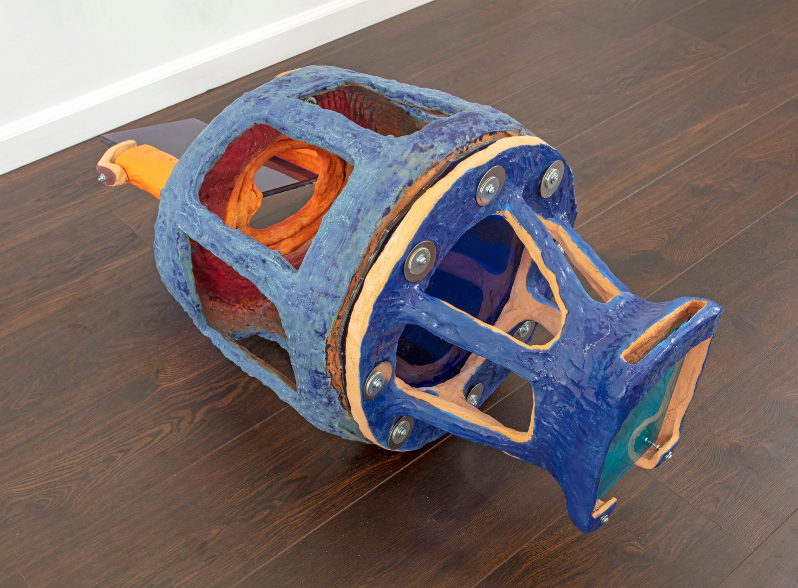 Sahar Khoury, Untitled (holder of Lynne Hershman Leeson's plexiglas and Sarah Braman's glass), 2019