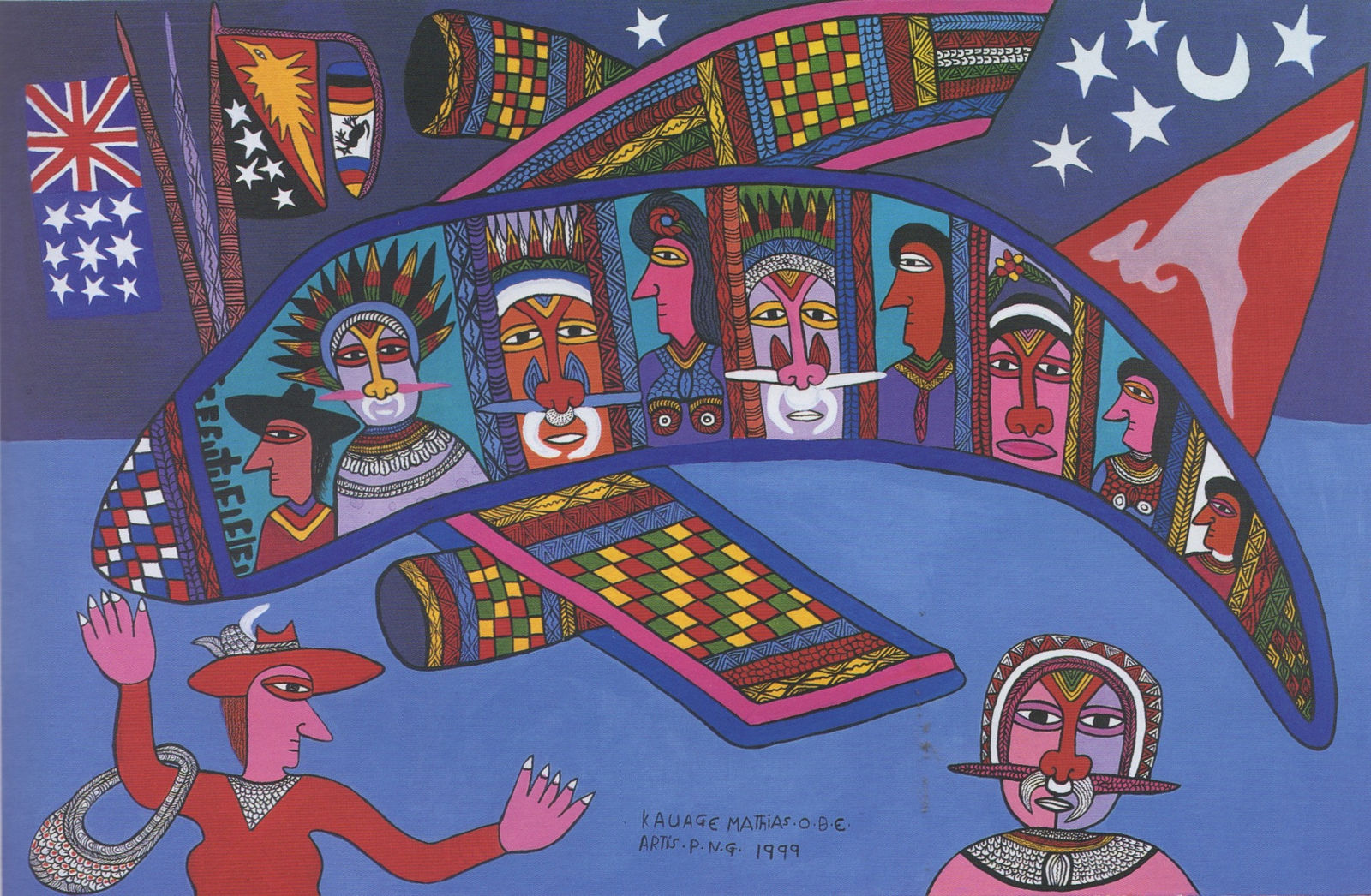 Mathias Kauage, Kauage Flies To Scotland For Opening of New Museum of Contemporary Art, 1999