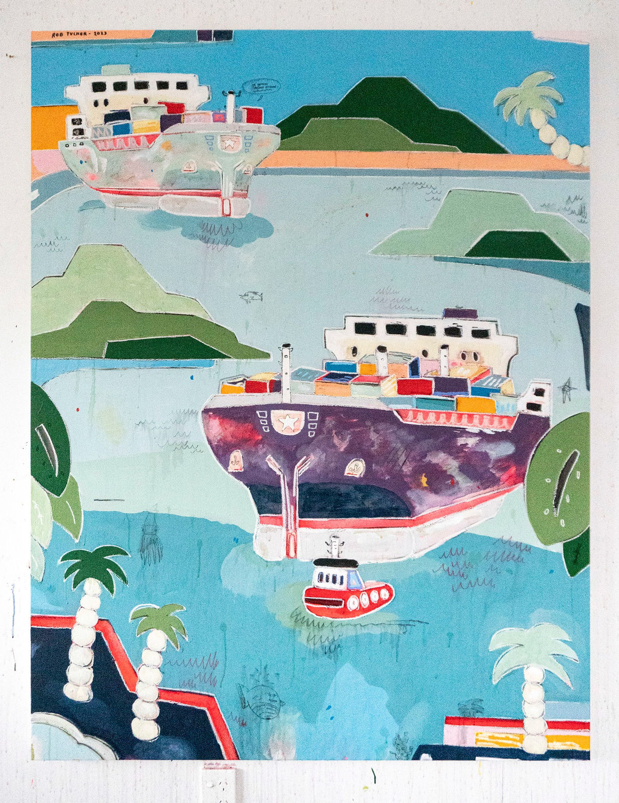 Rob Tucker new zeland artist pastel still life and landscapes with boats and naval scenery in acrilic and mixed media