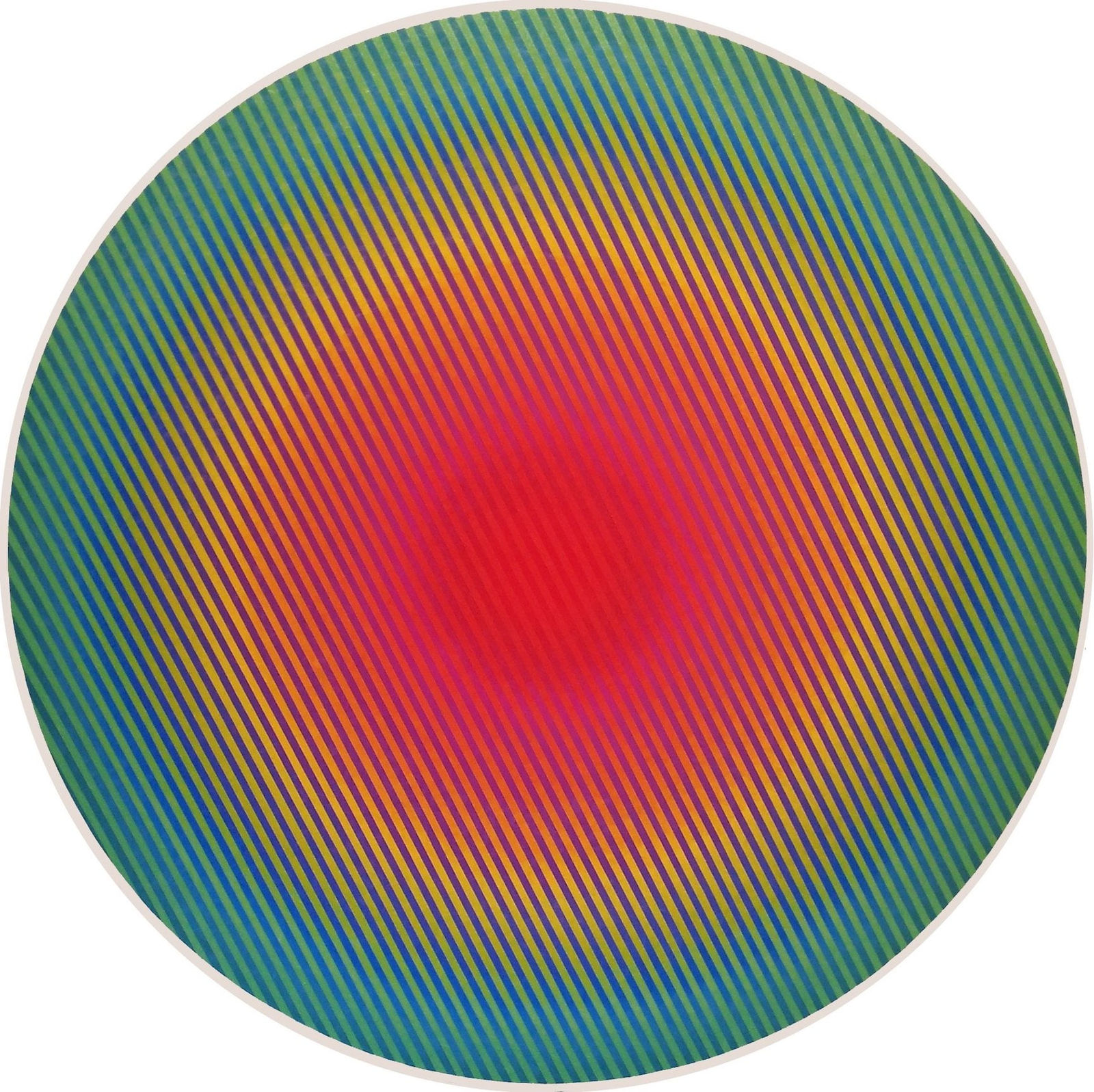 red yellow and green oil painting by artist David Whitaker represented by Rebecca Hossack Gallery