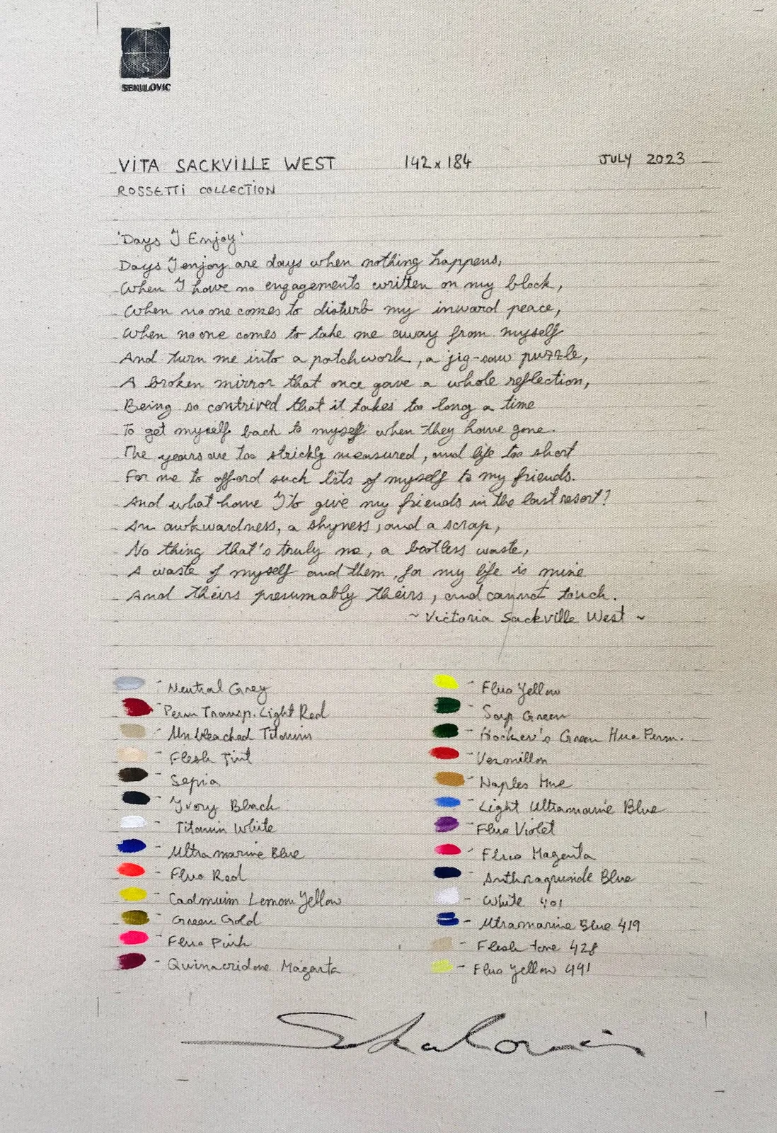 Nikoleta Sekulovic, Vita Sackville West, 2023