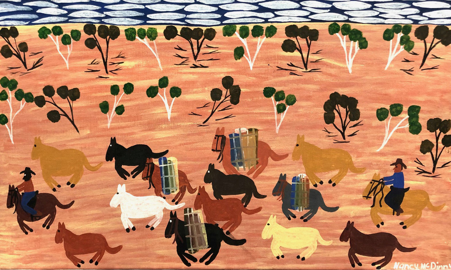 Nancy Mcdinny, acrylic on canvas, Borroloola, Aboriginal artist and artwork.