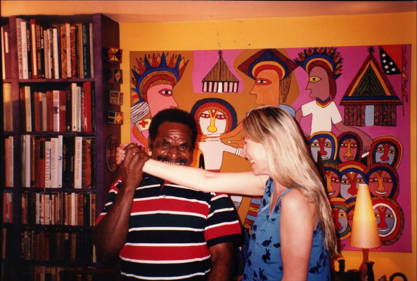 Mathias Kauage, Mathias Kauage and Rebecca Hossack in London