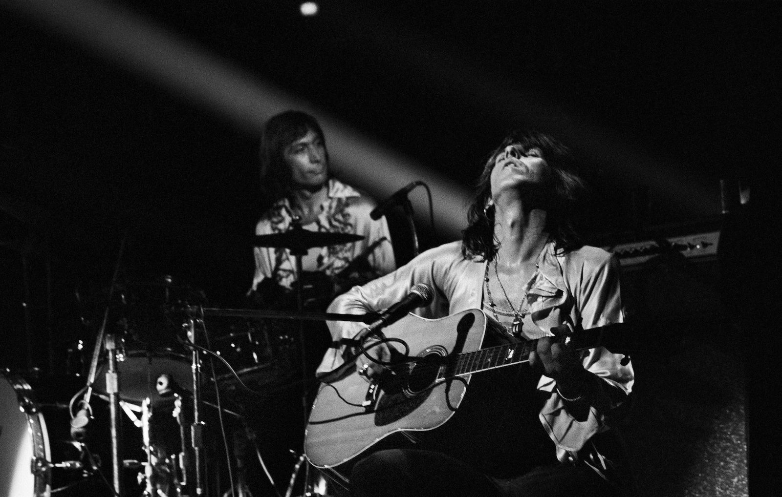 Jim Marshall, Keith Richards and Charlie Watts on stage