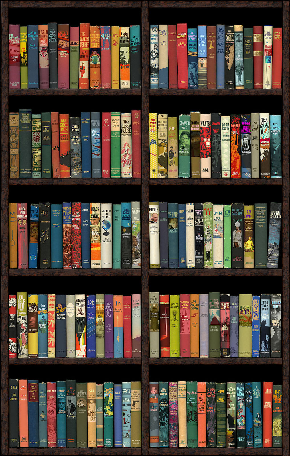 Bookshelf print by artist Phil Shaw represented by Rebecca Hossack Gallery, archival print, contemporary art, 2019, London,