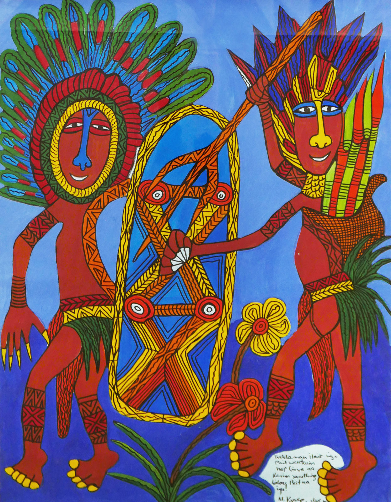 Mathias Kauage, Warriors and Shield, 1996