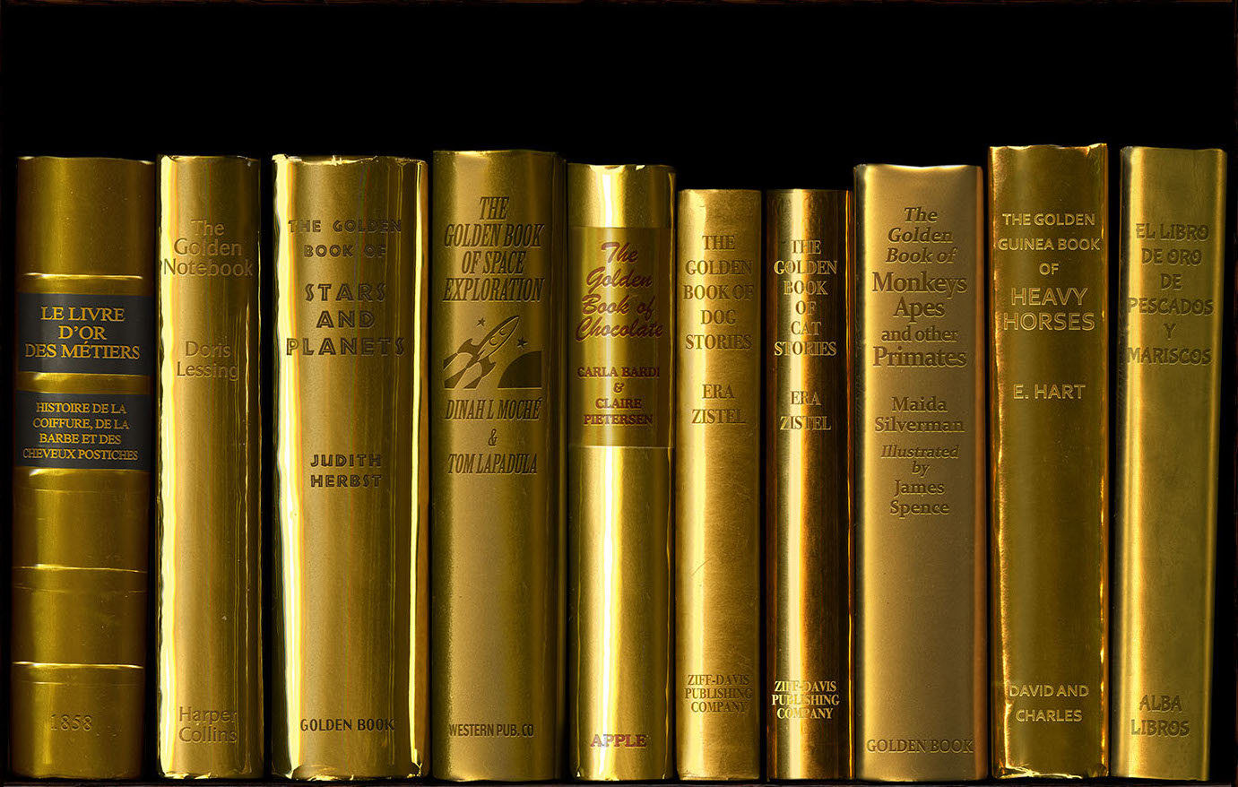 Phil Shaw gold digitally configured bookshelf print detail