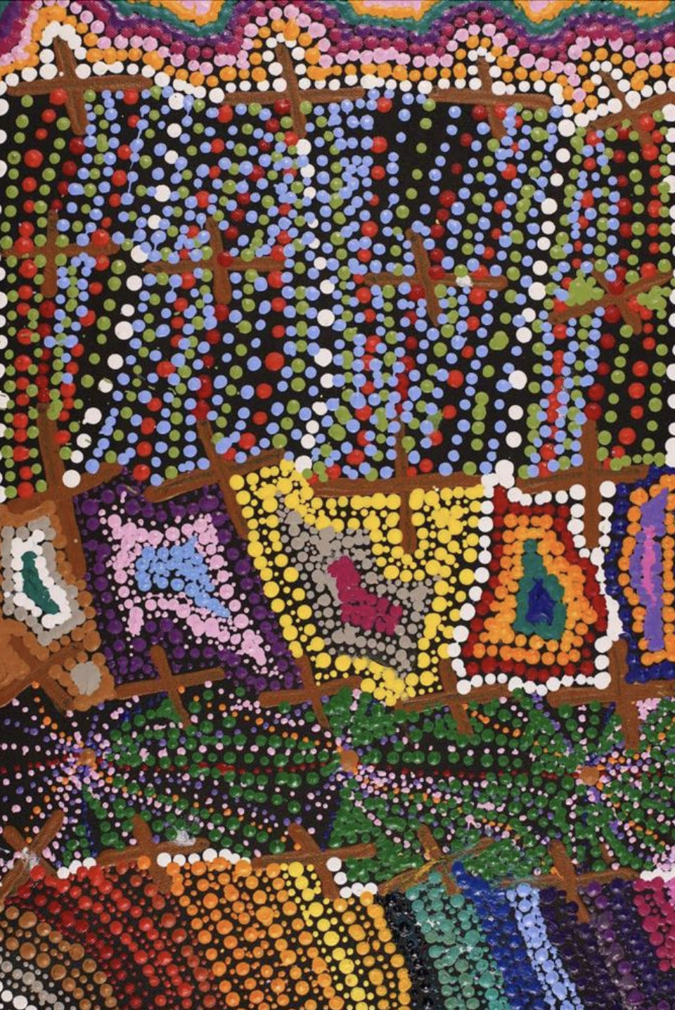 Kershini Napaljarri Collins, Ngatijirri Jukurrpa (Budgerigar Dreaming), 2022