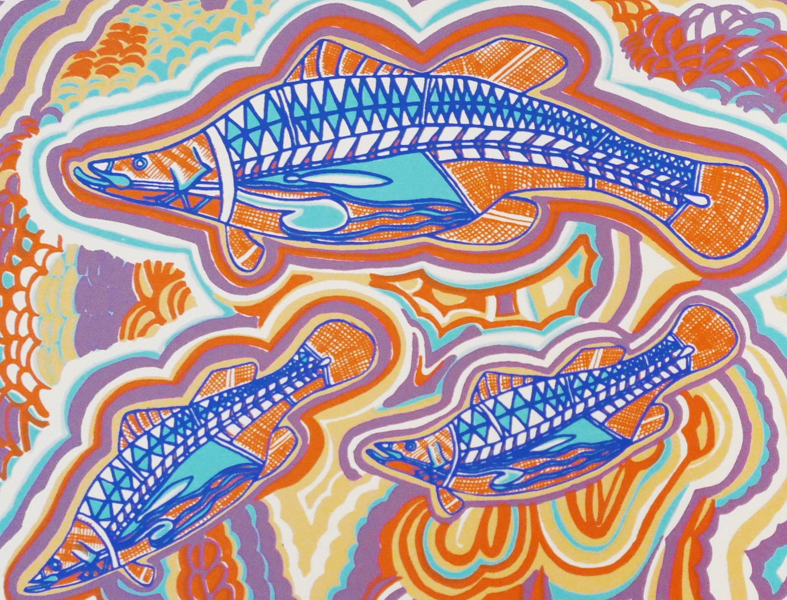 Doris Gingingara, Three Barramundi - Spring, 1998