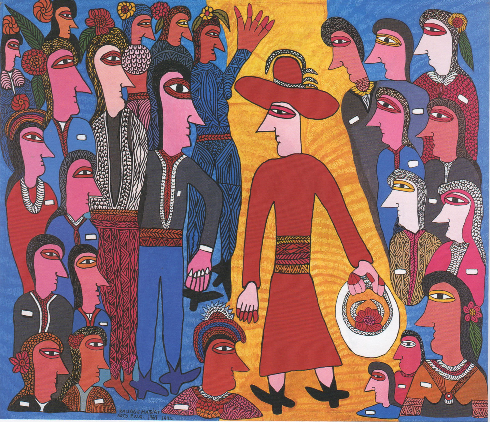 Mathias Kauage, The Queen In A Light Tunnel at Opening of The Glasgow Museum of Contemporary Art, 1996