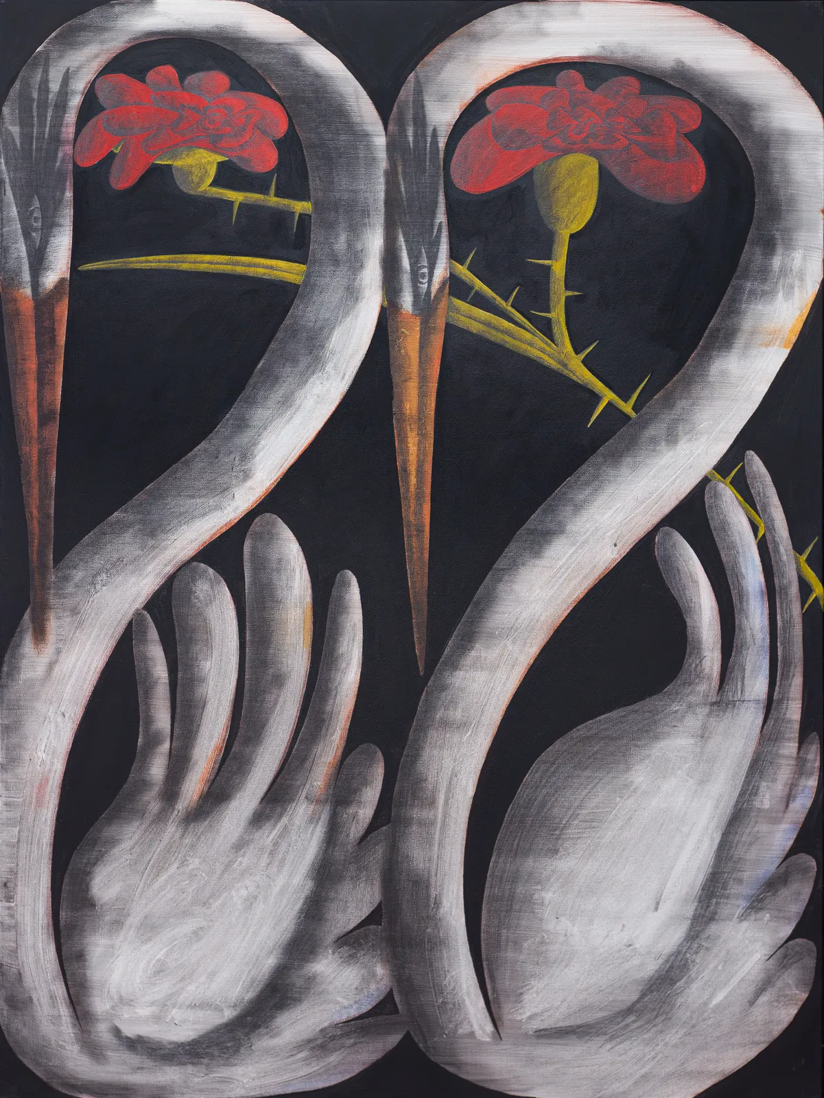 Kevin Sabo, Swans with Roses, 2026