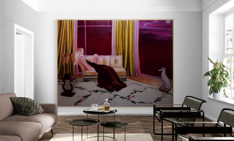 Eugenia Cuellar, Interior with Magenta Sky (diptych), 2021