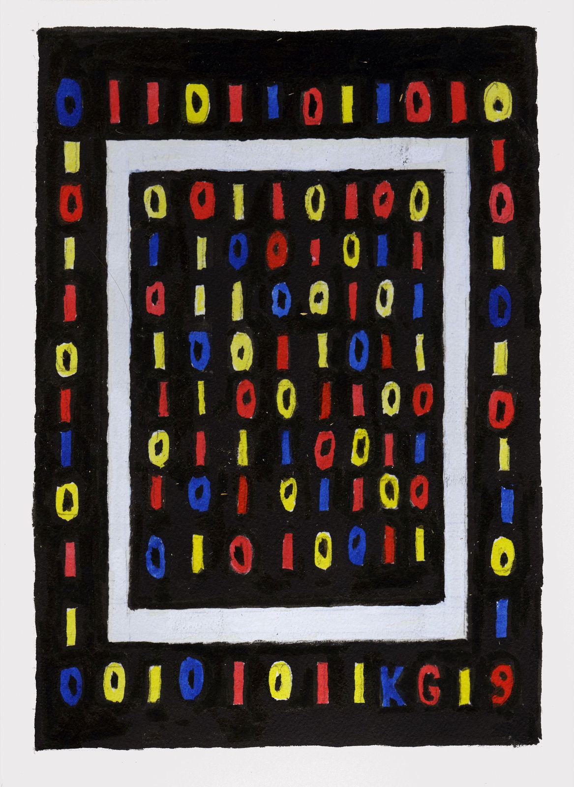 Ken Grimes, Untitled Binary Code Series (Colored Code and White Border), 2019
