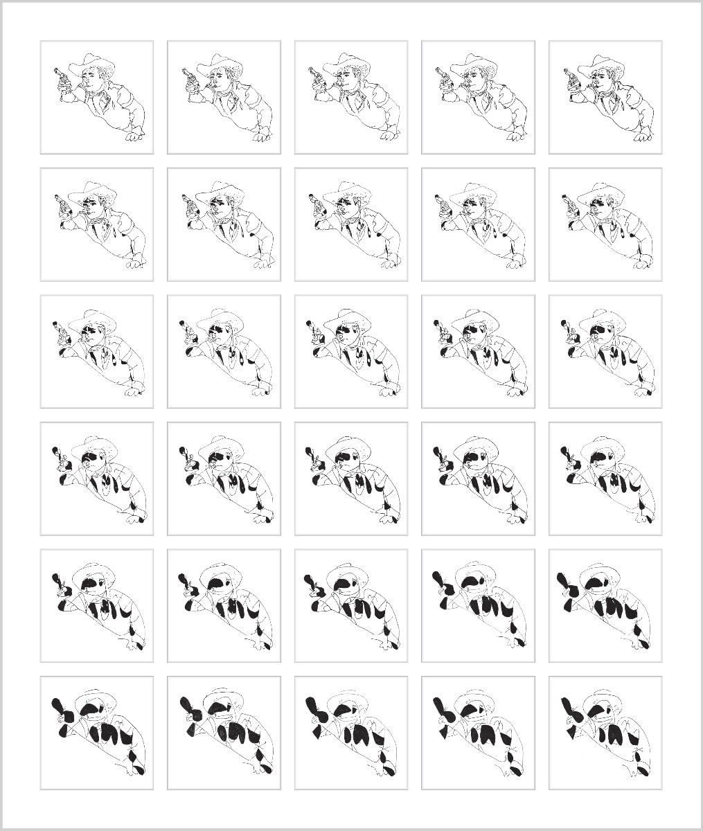 Rob and Nick Carter, Chinese Whispers, Roy Rogers after Andy Warhol (c.1948), 2015