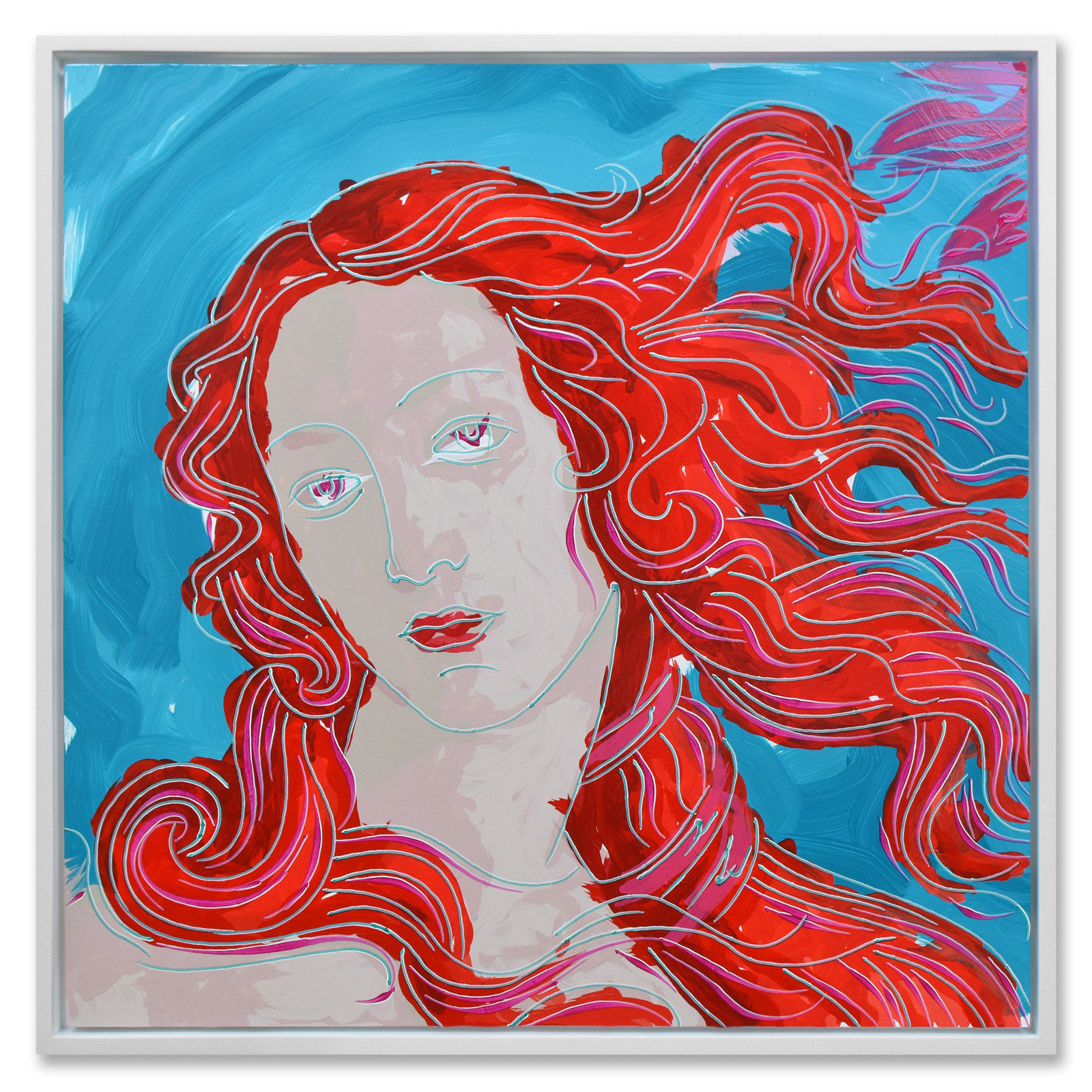 Rob and Nick Carter, Robot Painting, Birth of Venus, after Botticelli, after Warhol - Painting time: 10:04:03 - Stroke count: 1,902, 7 October 2021