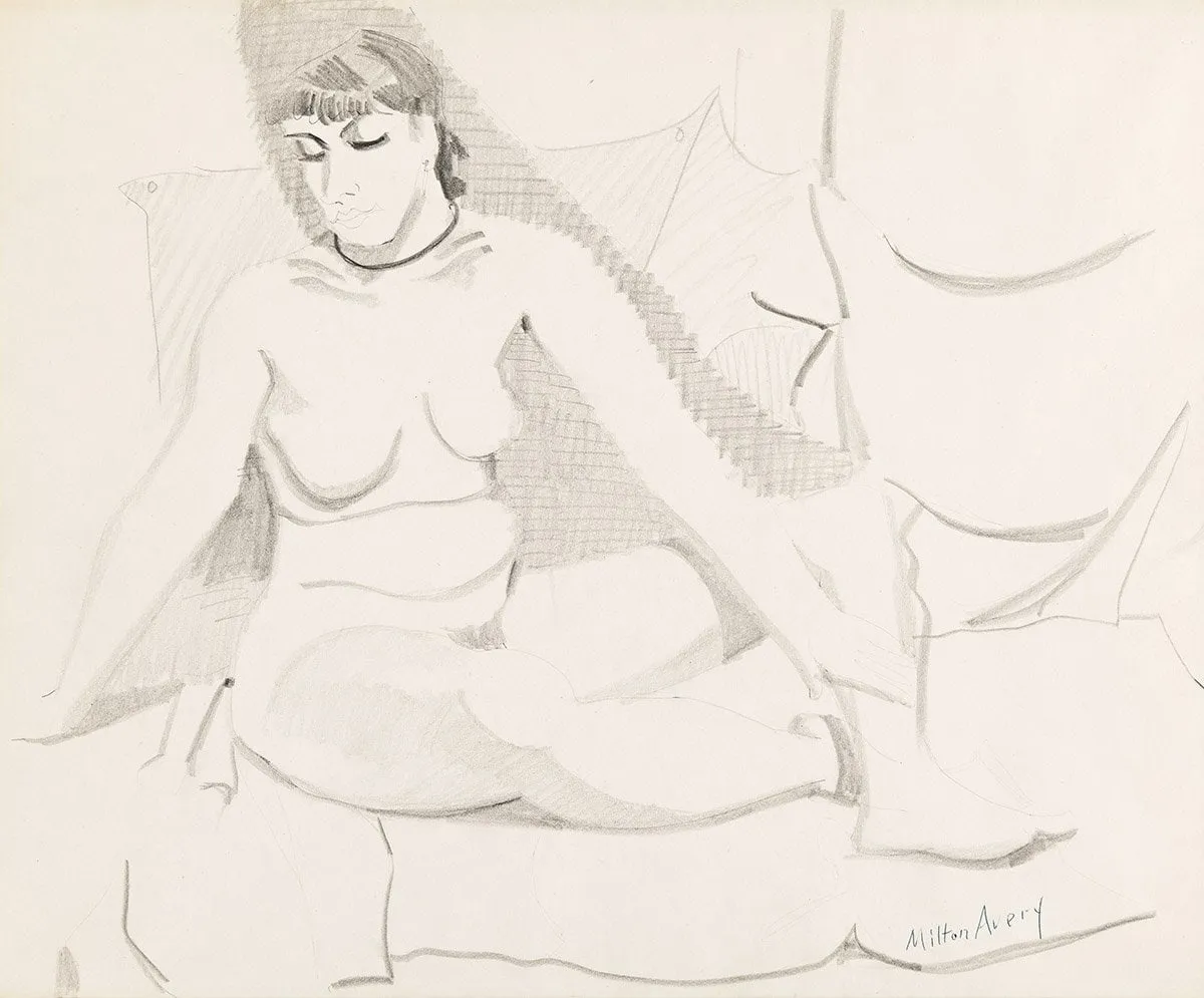 Milton Avery, Seated Nude with Velvet Ribbon, Circa 1950
