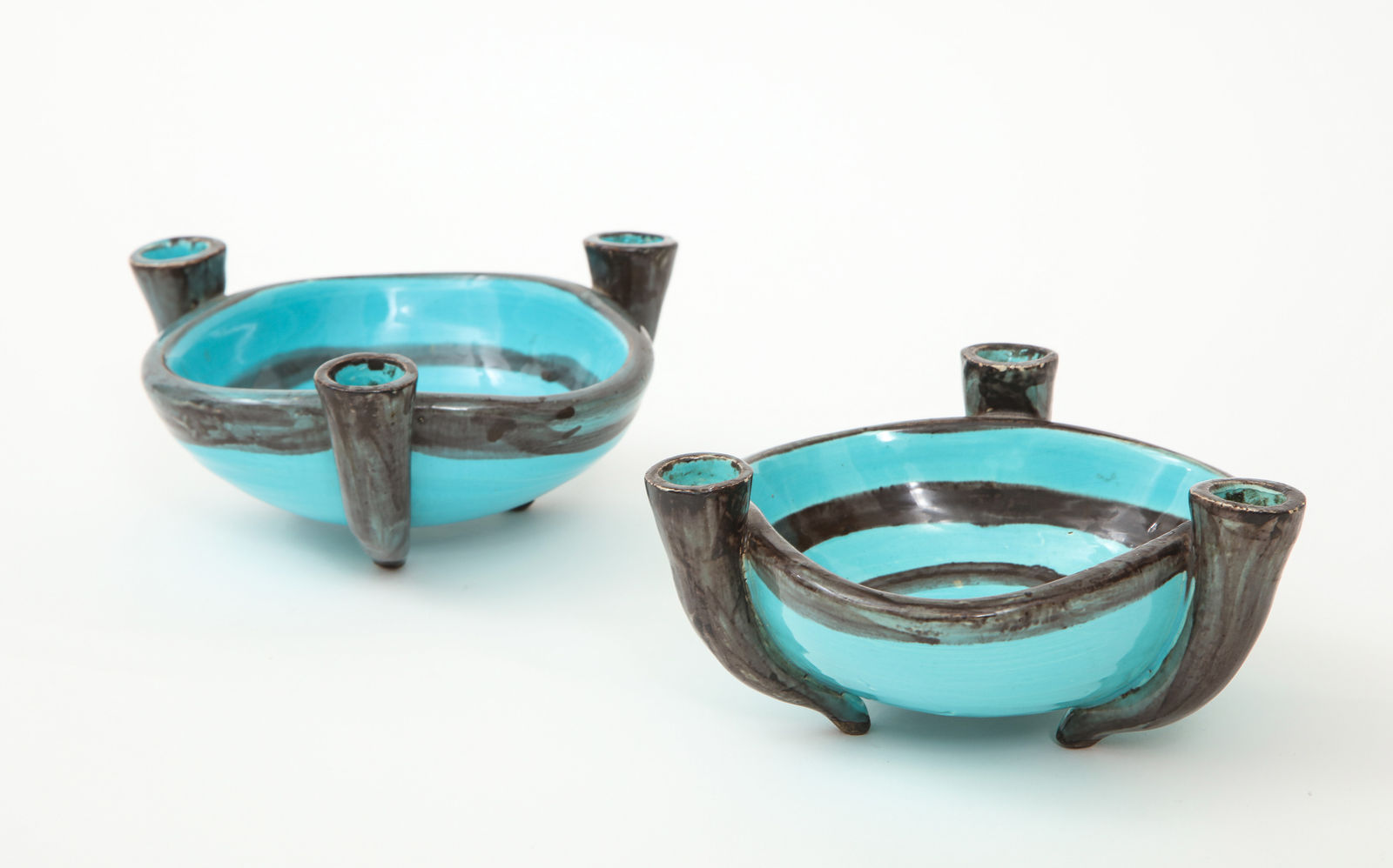 Pair of Vallauris Ceramics Candelabras/Cups