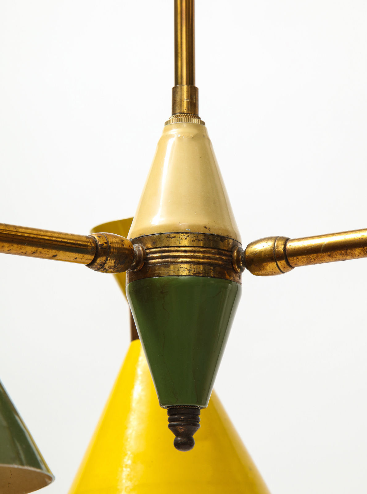 Vintage Chandelier in Brass and Enamel