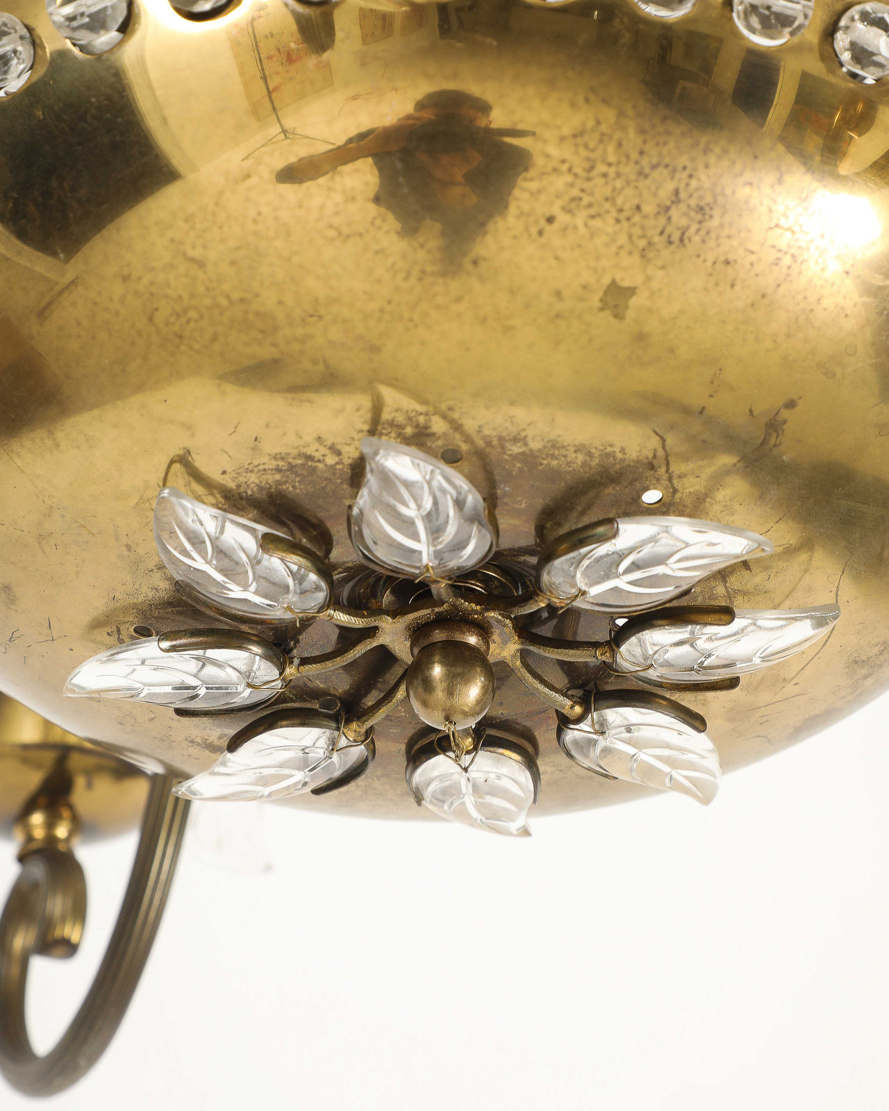 Maison Bagues, Brass and Glass Chandelier