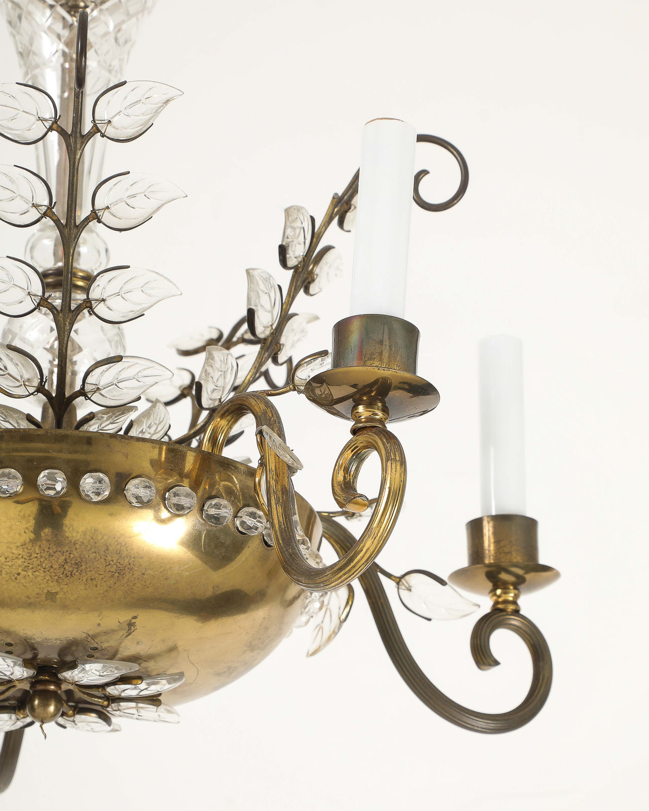 Maison Bagues, Brass and Glass Chandelier