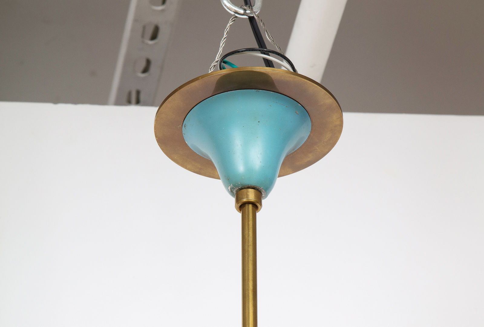 Vintage Chandelier in Brass and Enamel