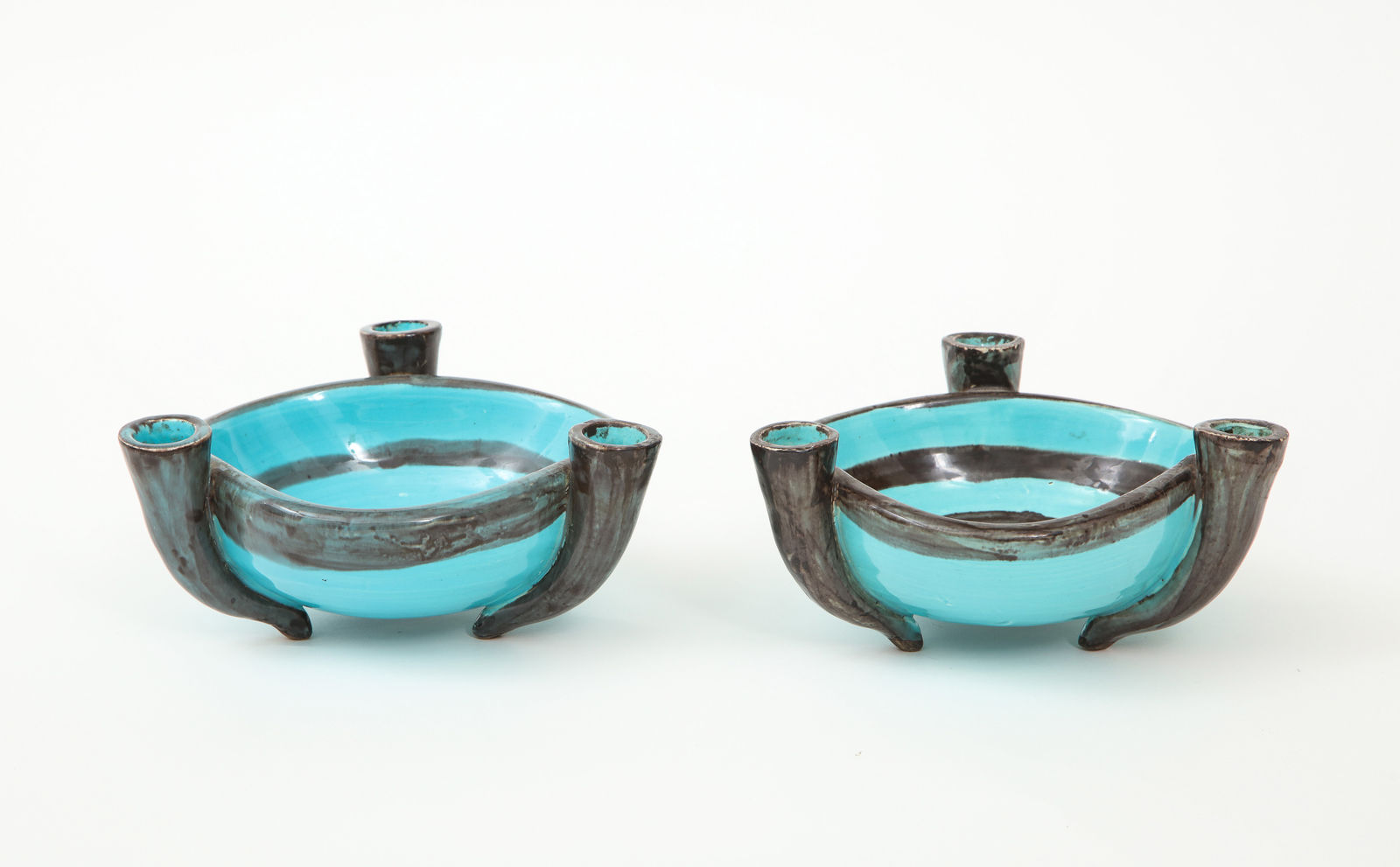 Pair of Vallauris Ceramics Candelabras/Cups