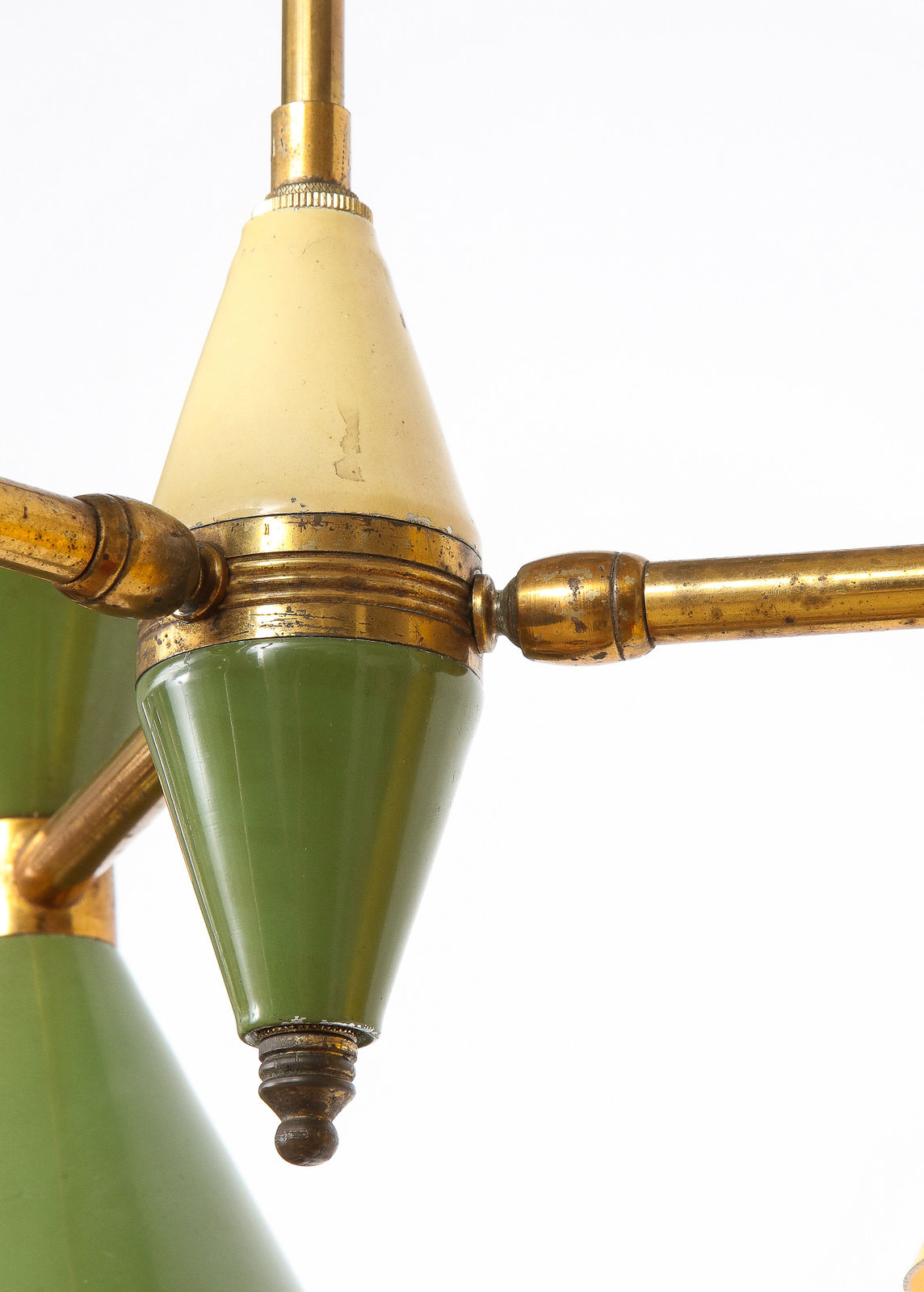 Vintage Chandelier in Brass and Enamel