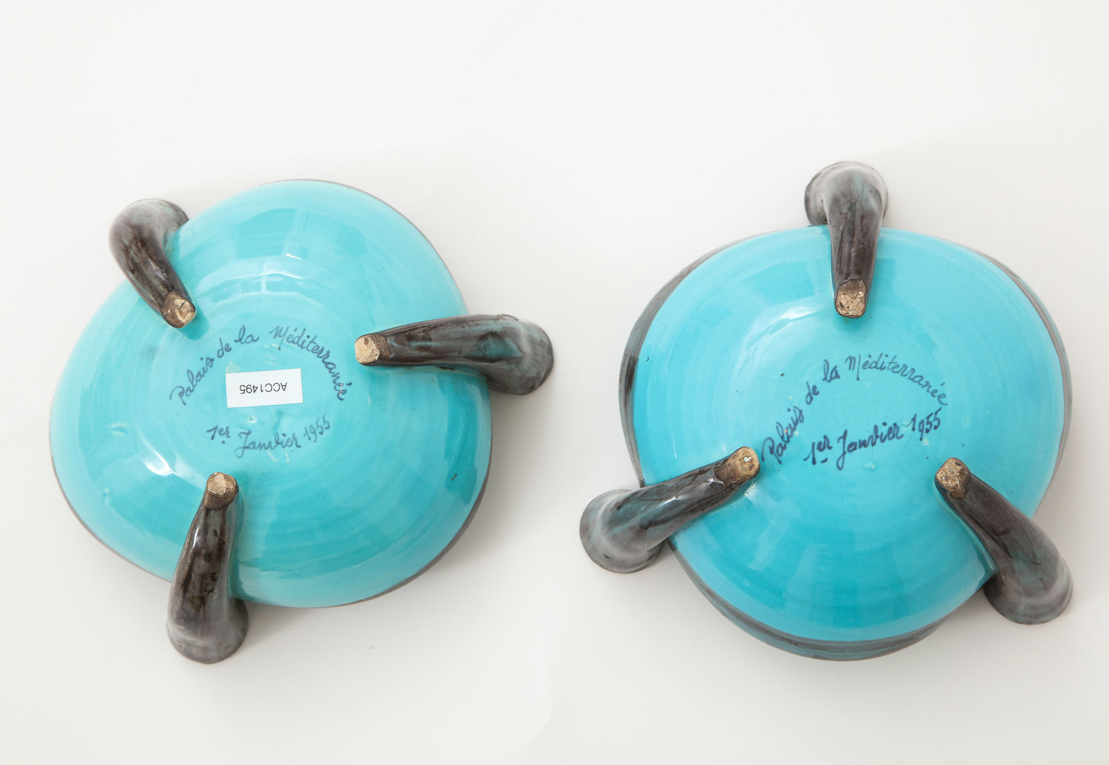 Pair of Vallauris Ceramics Candelabras/Cups