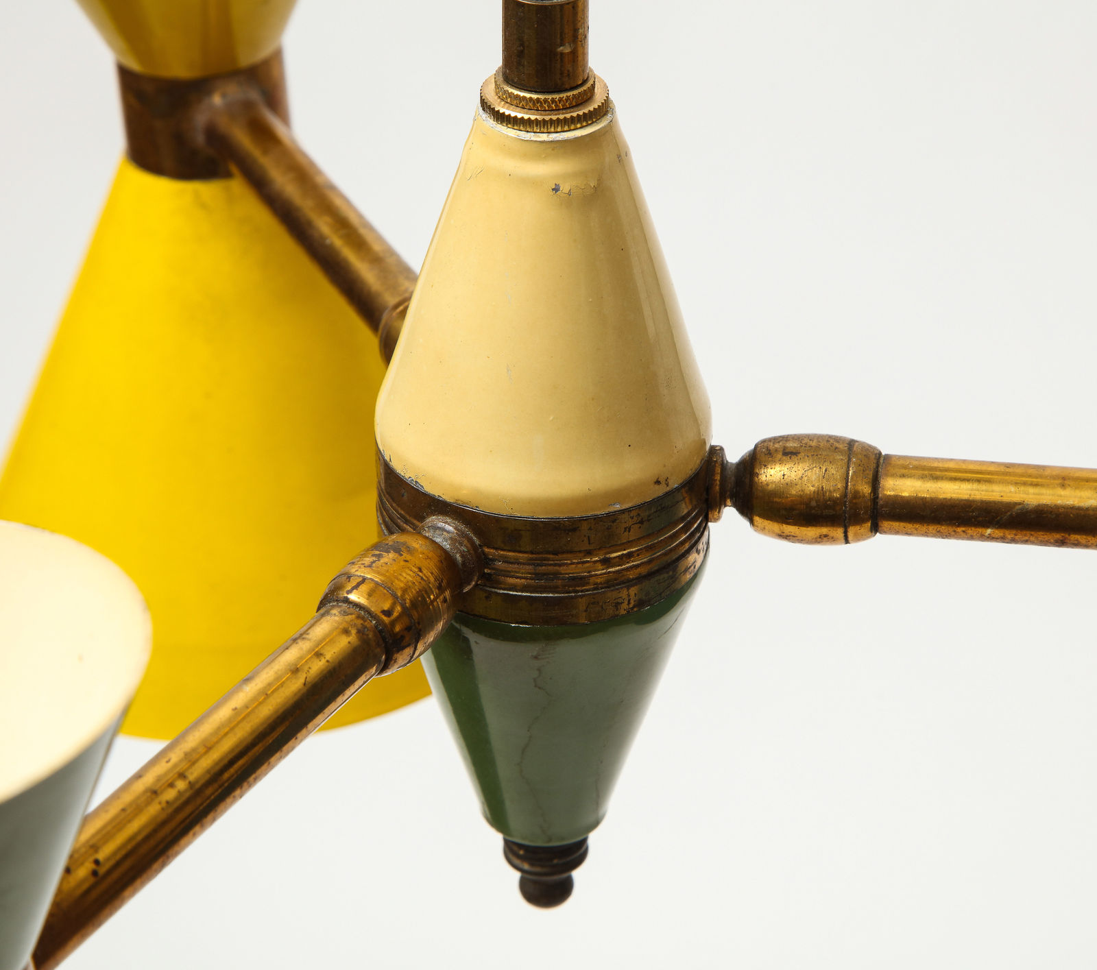 Vintage Chandelier in Brass and Enamel